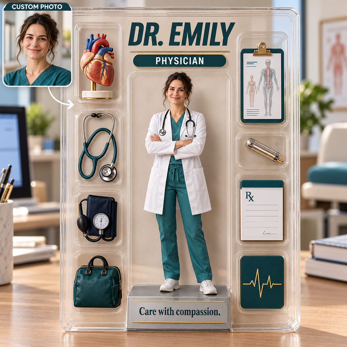 Personalized Doctor Custom Shape Acrylic Table Sign, Custom Photo & Name Desk Decor, Physician Appreciation & Medical School Graduation Gift e36340cf-9835-4dea-a4fd-38a76e38620d-1.png