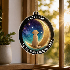 Moon & Back Dog Suncatcher – Personalized Pet Name - Personalized Suncatcher Ornament e36872c1-5d02-4765-8bba-3645dc5a262a.jpg