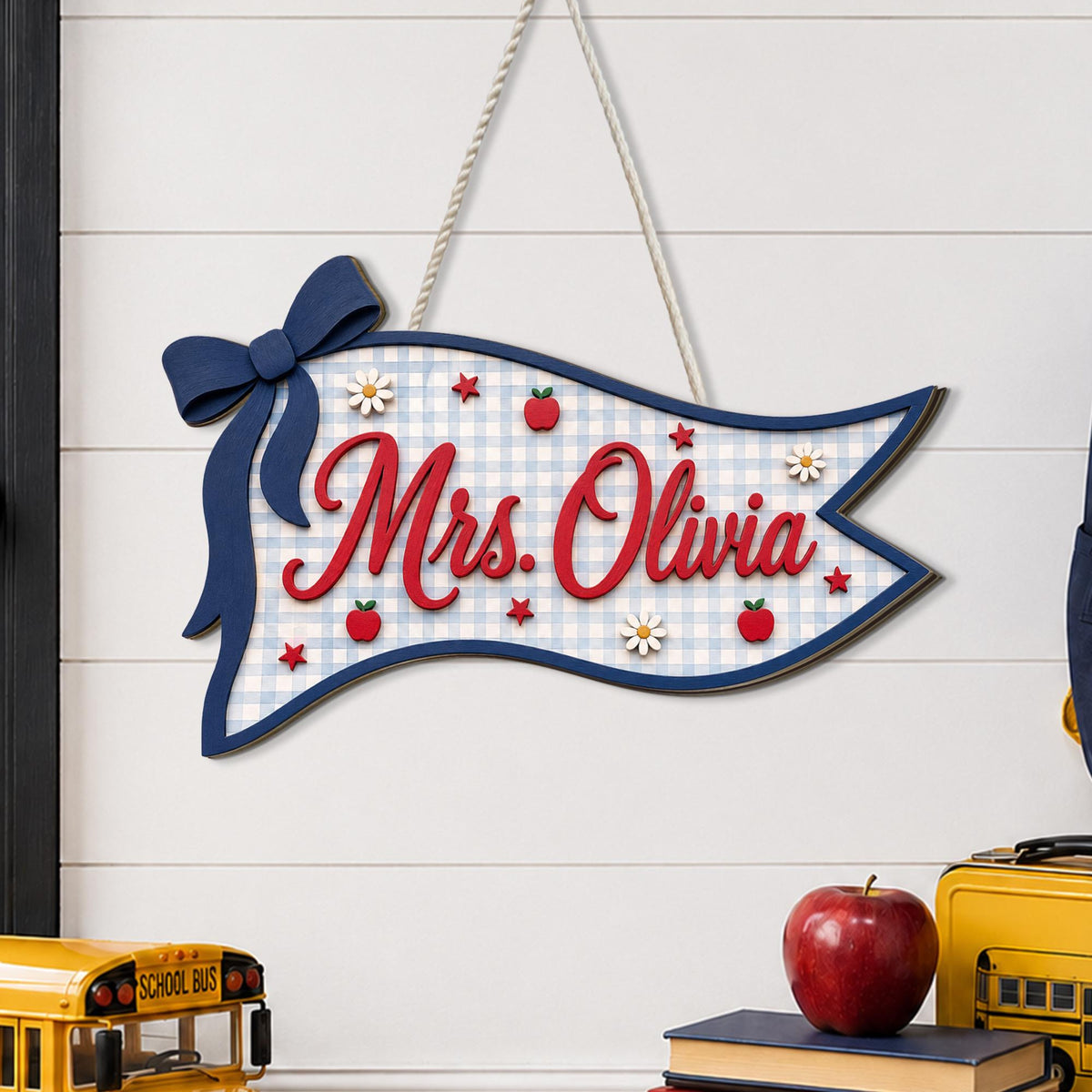 Personalized Teacher Pennant Sign, Custom Classroom Door Hanger, Bow Flag Name Sign, 3D Wooden Teacher Decor Gift e36deb5b-2932-489e-a2a1-704a79d47f8e-1.jpg