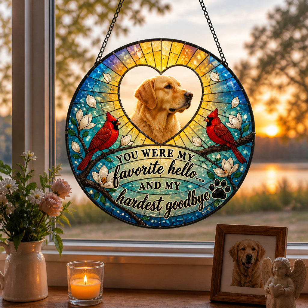 Cardinal Memorial Photo Suncatcher - Favorite Hello Hardest Goodbye - Personalized Suncatcher Stained Glass e3720ca8-5634-4411-b389-e74fa9a9ff9d.jpg