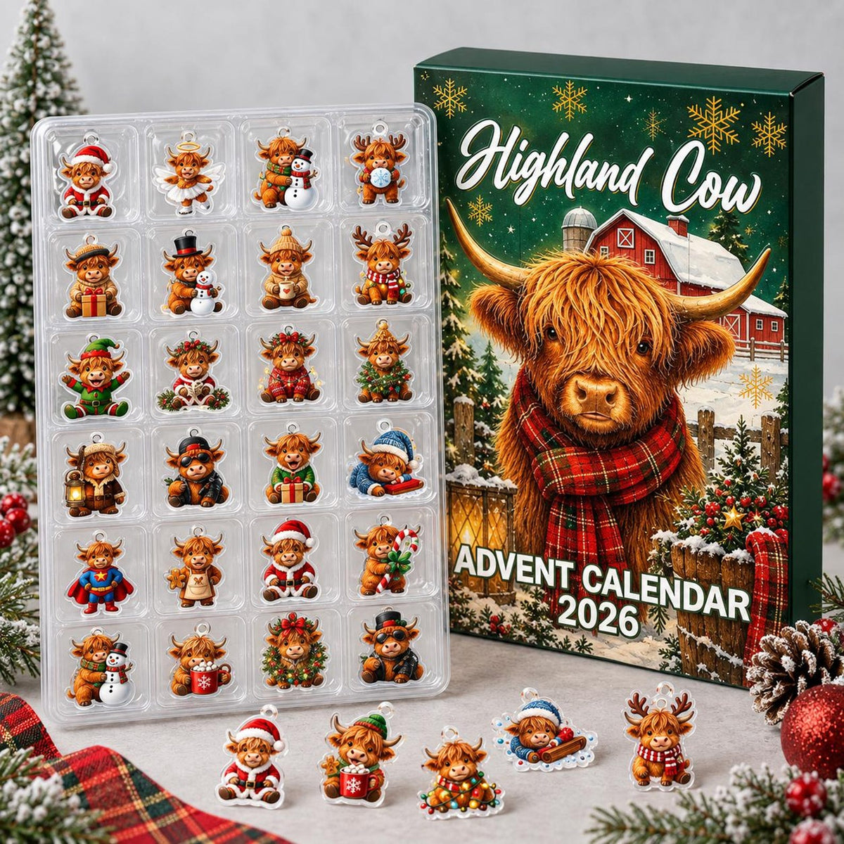 Highland Cow Christmas Advent Calendar, Acrylic or Wood Ornaments, Reusable Countdown Gift Box, Holiday Keepsake e3873a65-8707-4217-b978-1094f0e31589-il_1588xN.8551952470_do1n.jpg