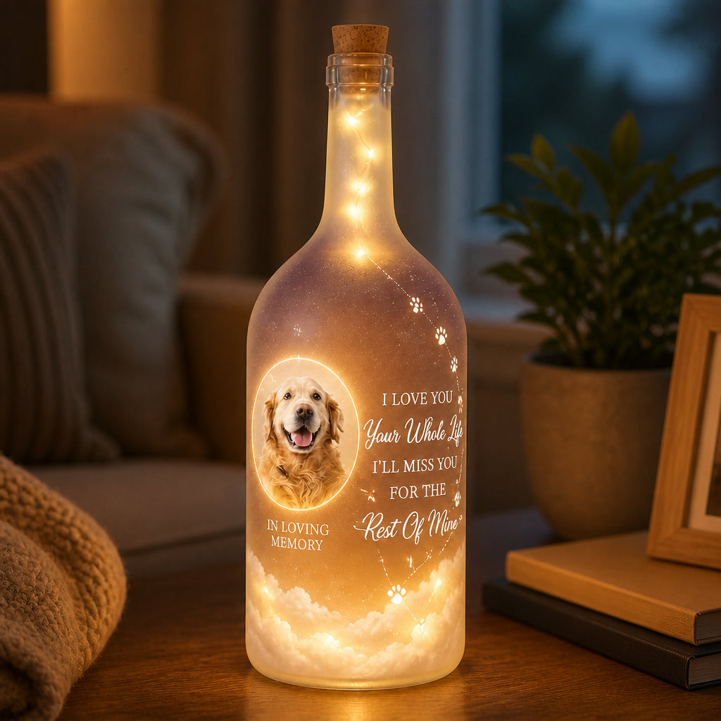 Pet Memorial Bottle Lamp – Custom Photo with Clouds & Paw Quote - Personalized Bottle Lamp e3913e2a-ef81-4cd0-a29c-1bf90d925fe7.jpg
