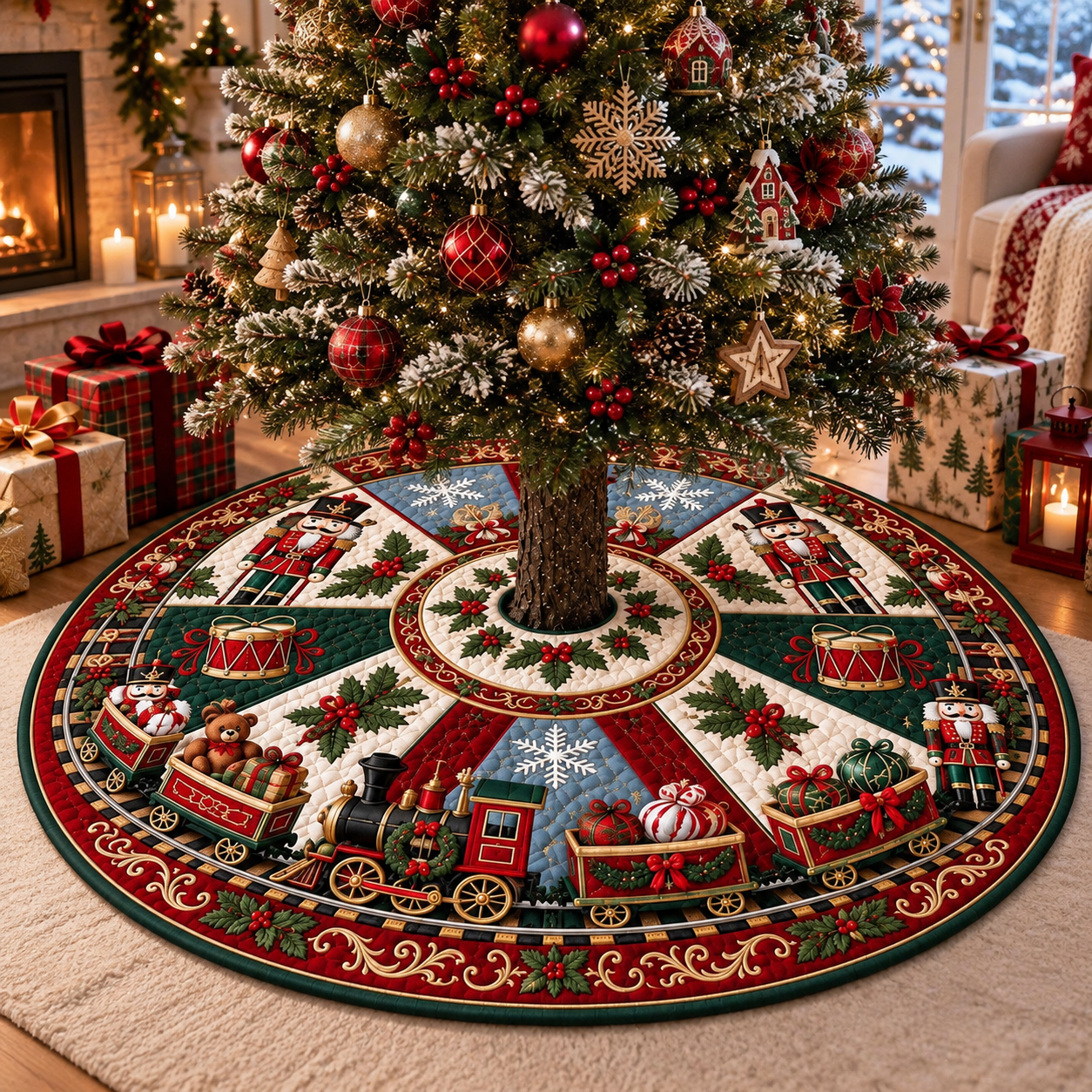 Vintage Quilted Nutcracker Christmas Tree Skirt, Custom Holiday Tree Mat e3a8b197-7008-4ac5-93bf-7e1b553d0bb6-59691d54-74ee-4836-8c9d-180525b59c04.png