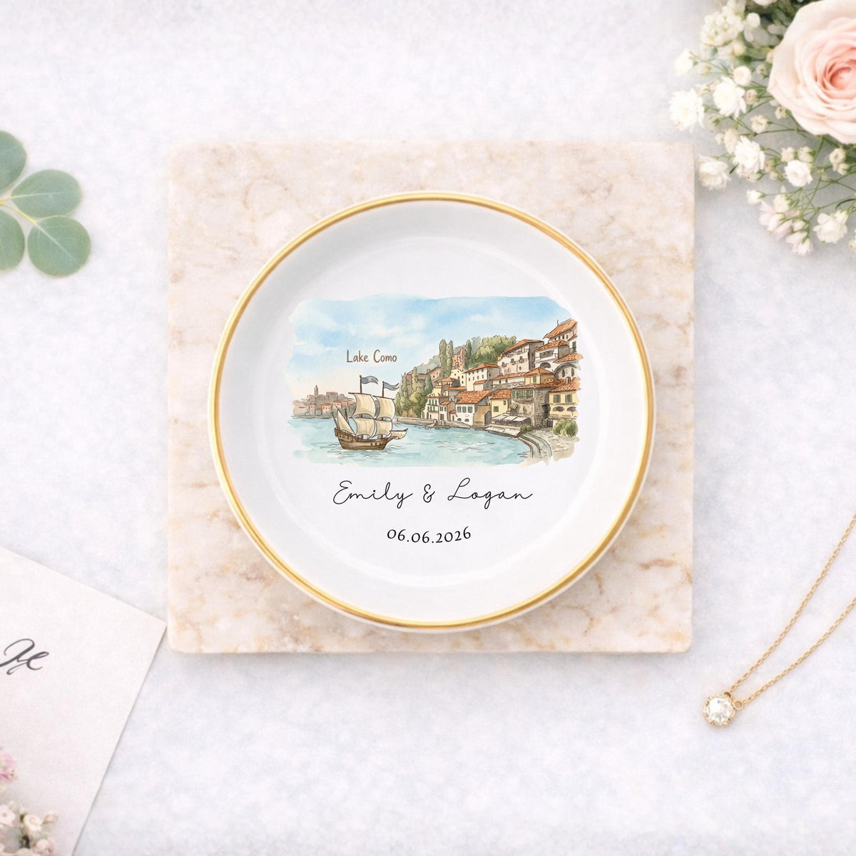Custom Skyline Ring Dish l Personalized Engagement Trinket Tray l Watercolor Landscape Wedding Keepsake e3b1b15c-8919-495d-9631-fa4f42e9ccb9-1-2.jpg
