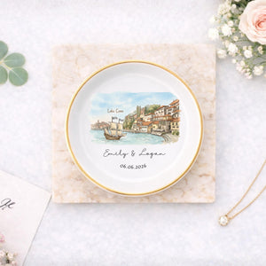 Custom Skyline Ring Dish l Personalized Engagement Trinket Tray l Watercolor Landscape Wedding Keepsake e3b1b15c-8919-495d-9631-fa4f42e9ccb9-1-2.jpg