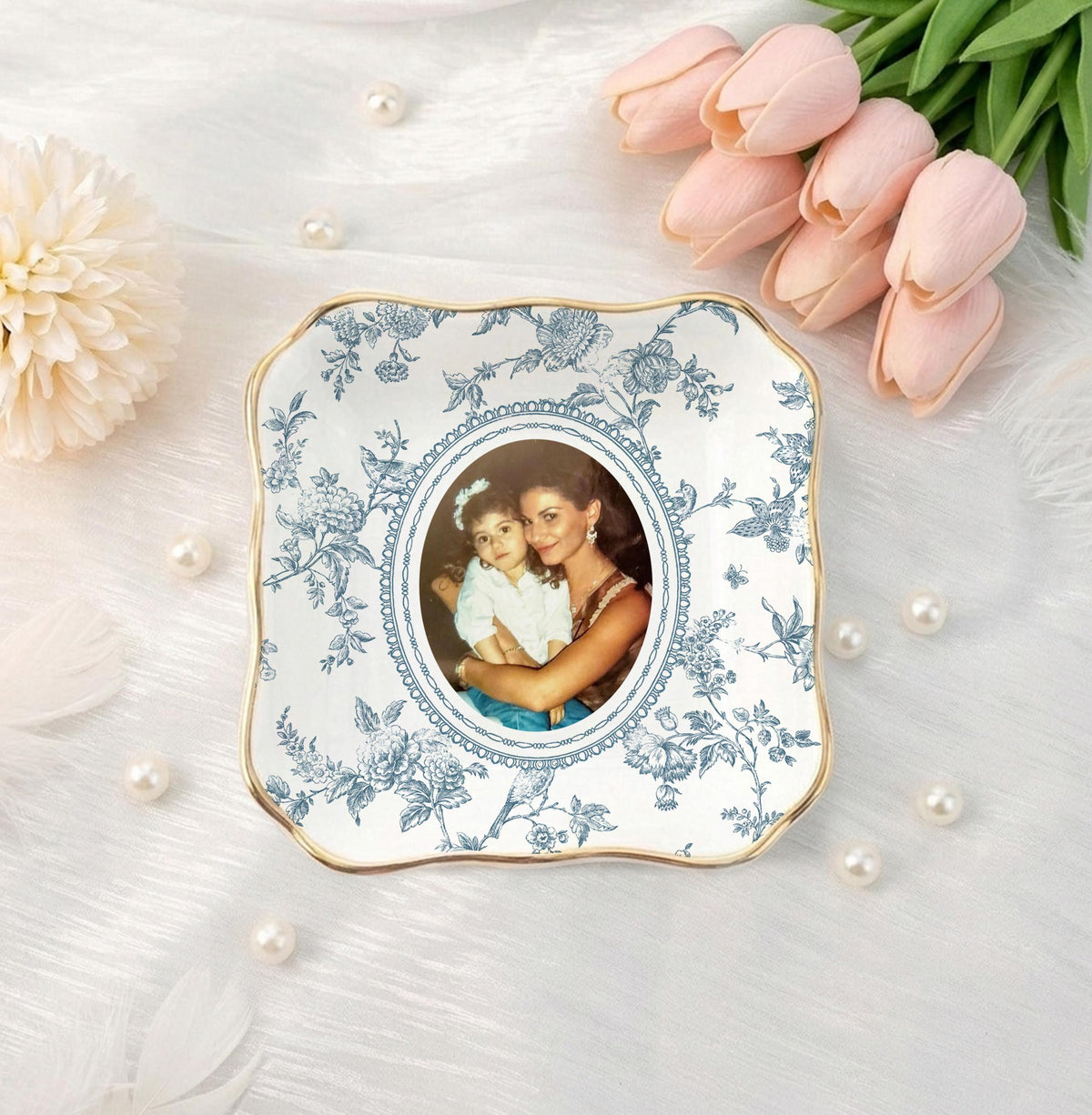 Mother of the Bride Gift, Toile De Jouy Trinket Tray, Custom Mother Photo Ring Dish, Mother of the Bride Wedding Day Gift from Daughter e3cd7e20-6fe3-4b7c-a97d-31c52fdf70b1-13.jpg