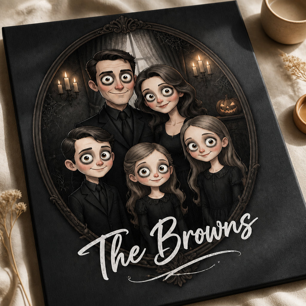 Custom Spooky Family Portrait Canvas — Gothic Cartoon From Your Photo with Family Name - Personalized Canvas e3d0da05-9274-4b47-a4a7-035f22236b7b.jpg