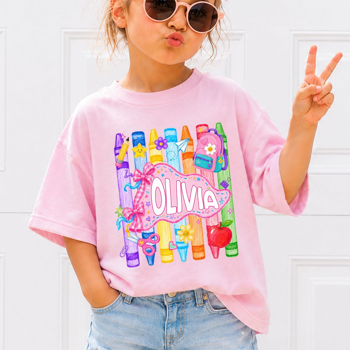 Custom Girls Back to School Shirt, Coquette School Top, Cute Pre K Kindergarten Shirt, First Day Of School Pennant, Kids Name Toddler Tee e3df7fd3-b90a-4929-940e-2ee28faf27fc-1.png