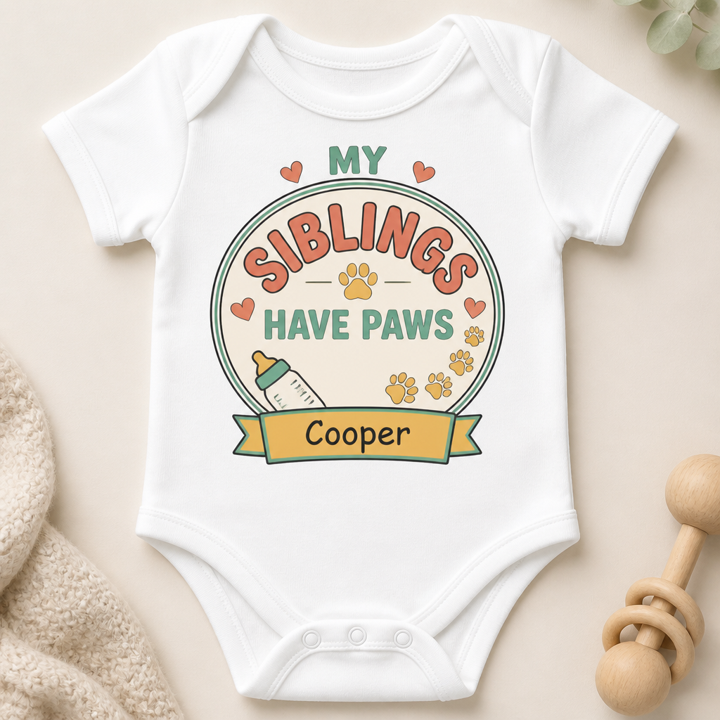 My Siblings Have Paws Baby Onesie – Pet Name - Personalized Baby Onesie With Color e40ff897-d956-44c0-abc5-7a10835f16c8.png