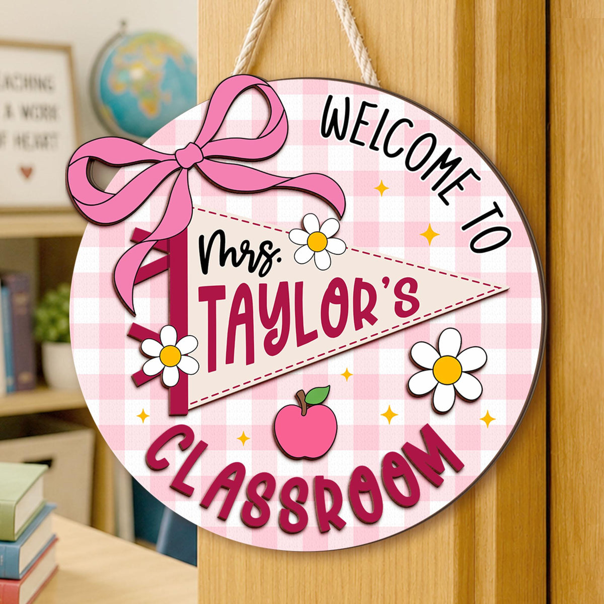 Personalized Teacher Name Door Sign, Custom Teacher Pennant Flag Sign, Teacher Door Hanger, New Teacher Gifts, Custom 3D Teacher Name Sign e428ab02-1af1-4e9f-b914-314ce1294695-1.jpg