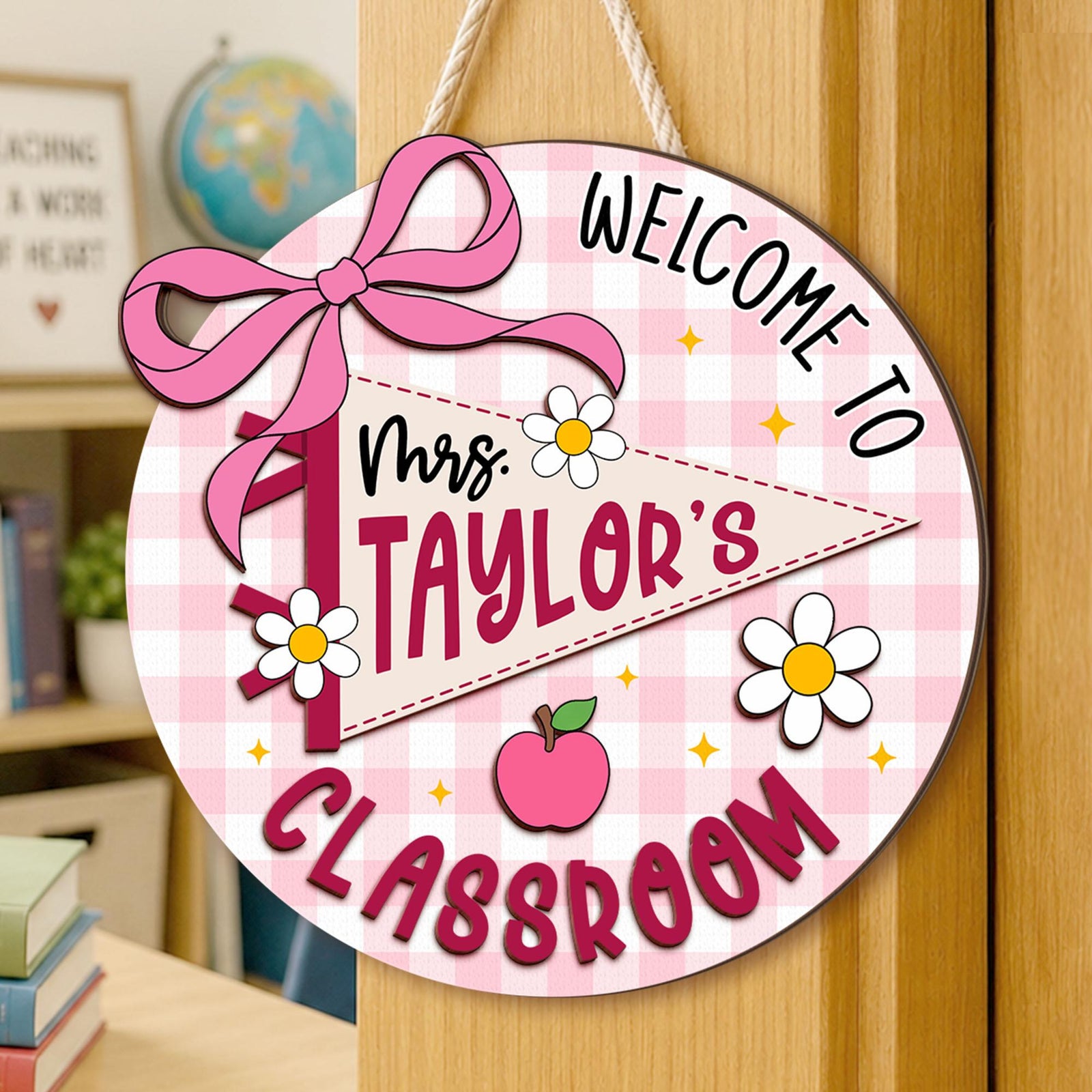 Personalized Teacher Name Door Sign, Custom Teacher Pennant Flag Sign, Teacher Door Hanger, New Teacher Gifts, Custom 3D Teacher Name Sign e428ab02-1af1-4e9f-b914-314ce1294695-1.jpg