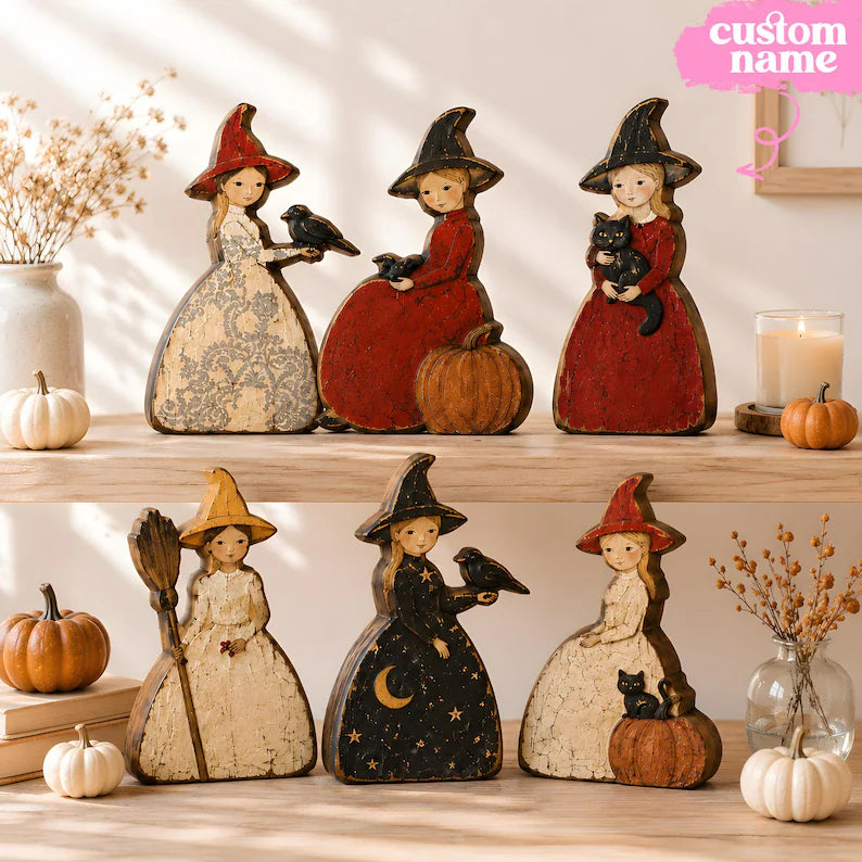 Charming Halloween Witch Wooden Block, Rustic Fall Decor, Spooky Cute Witch Figurine, Autumn Farmhouse Mantle Decoration e428c679-4738-4d0f-b3a0-22b05b259928-t-u-4-.webp