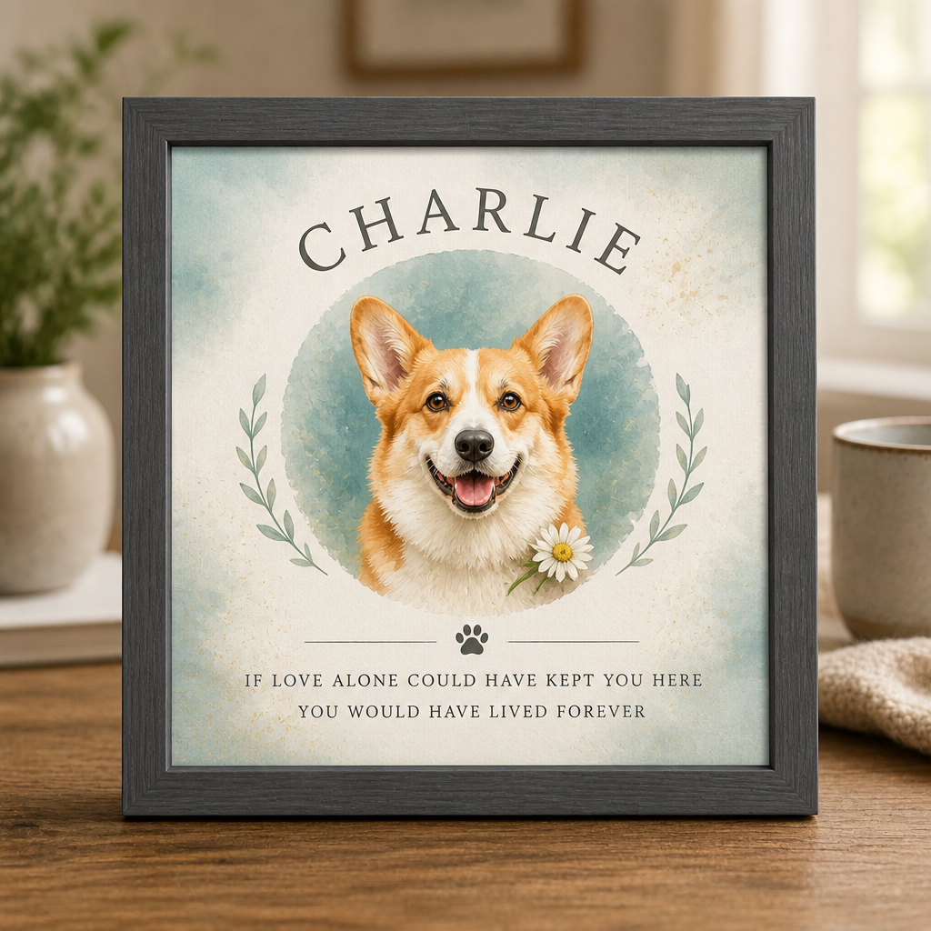 Pet Memorial Picture Frame – Photo-to-Watercolor Portrait with Name - Personalized Picture Frame e429cf5e-0610-45a3-ab04-cfd40537a14f.png