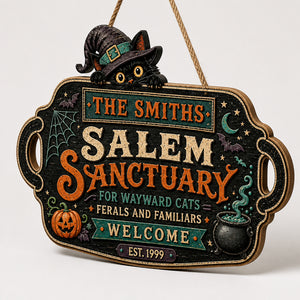 Personalized Salem Sanctuary Cat Door Wood Sign - Personalized Wood Sign e42a669c-864e-4736-8aa1-5677671658e4.jpg