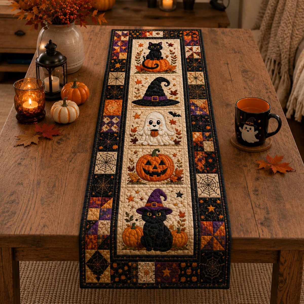 Halloween Quilted Table Runner, Pumpkin and Black Cat Fall Table Runner, Autumn Farmhouse Table Decor, Halloween Table Decor e43ce9da-bd94-4750-b4fc-c2d73320bab9-1.png