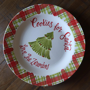 Personalized Cookies for Santa Ceramic Plate, Custom Family Name Christmas Tree Plate, Red & Green Plaid Christmas Eve Decor, Family Christmas Gift e43f070d-84e1-4855-8cea-c59c27a8fa41-3.png