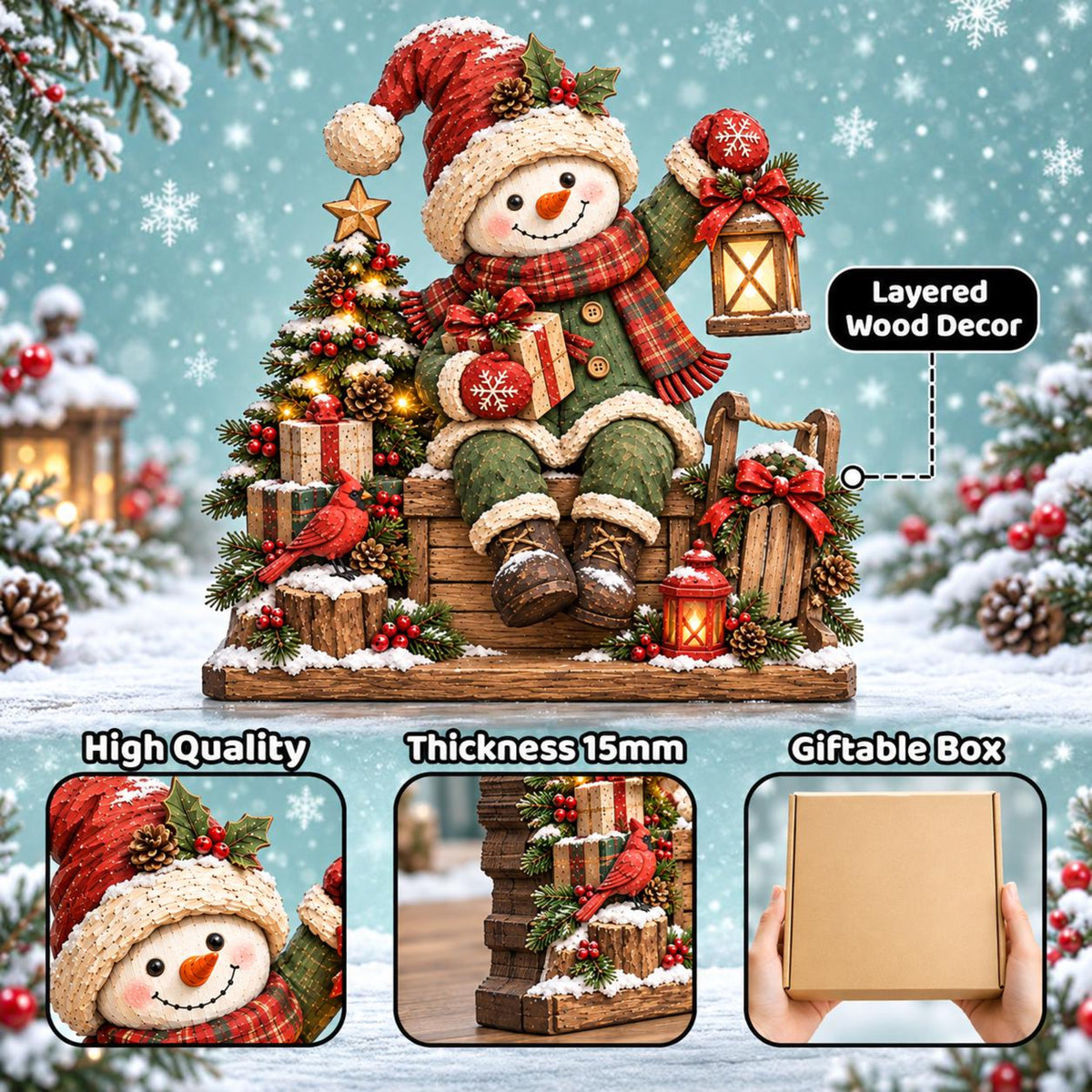 Christmas Snowman Wooden Block, Rustic Holiday Tabletop Sign, Rustic Wooden Snowman Christmas Decor, Winter Mantel Shelf Decoration e44b37e9-894a-448a-a08f-d8b95494d28a-2.jpg