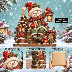 Christmas Snowman Wooden Block, Rustic Holiday Tabletop Sign, Rustic Wooden Snowman Christmas Decor, Winter Mantel Shelf Decoration e44b37e9-894a-448a-a08f-d8b95494d28a-2.jpg