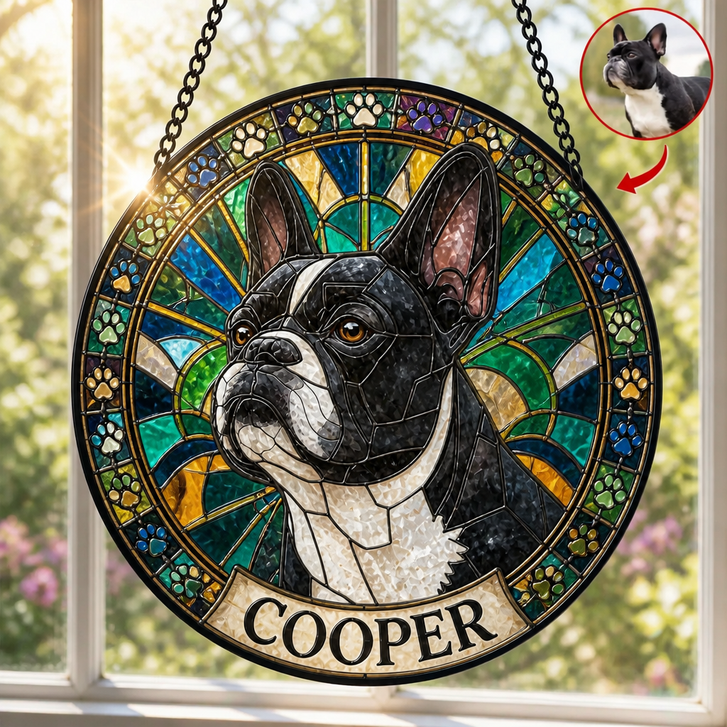 Custom Stained-Glass Pet Portrait Suncatcher – Round - Personalized Suncatcher Stained Glass e4561c7e-d11c-4a43-aadd-65c8d03ce4eb.png