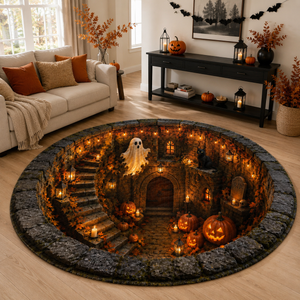 Flat Halloween Haunted Well Round Rug, 3D Ghost Skeleton Black Cat Carpet, Pumpkin Cellar Illusion Floor Decor e45ff794-4f1e-410f-8048-93ee6978173e-banner-1.png