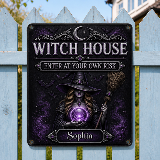 Witch House – Enter At Your Own Risk Personalized Metal Sign - Personalized Metal Sign e4689c0e-4aba-45d8-aa51-1345d3cc939c.png