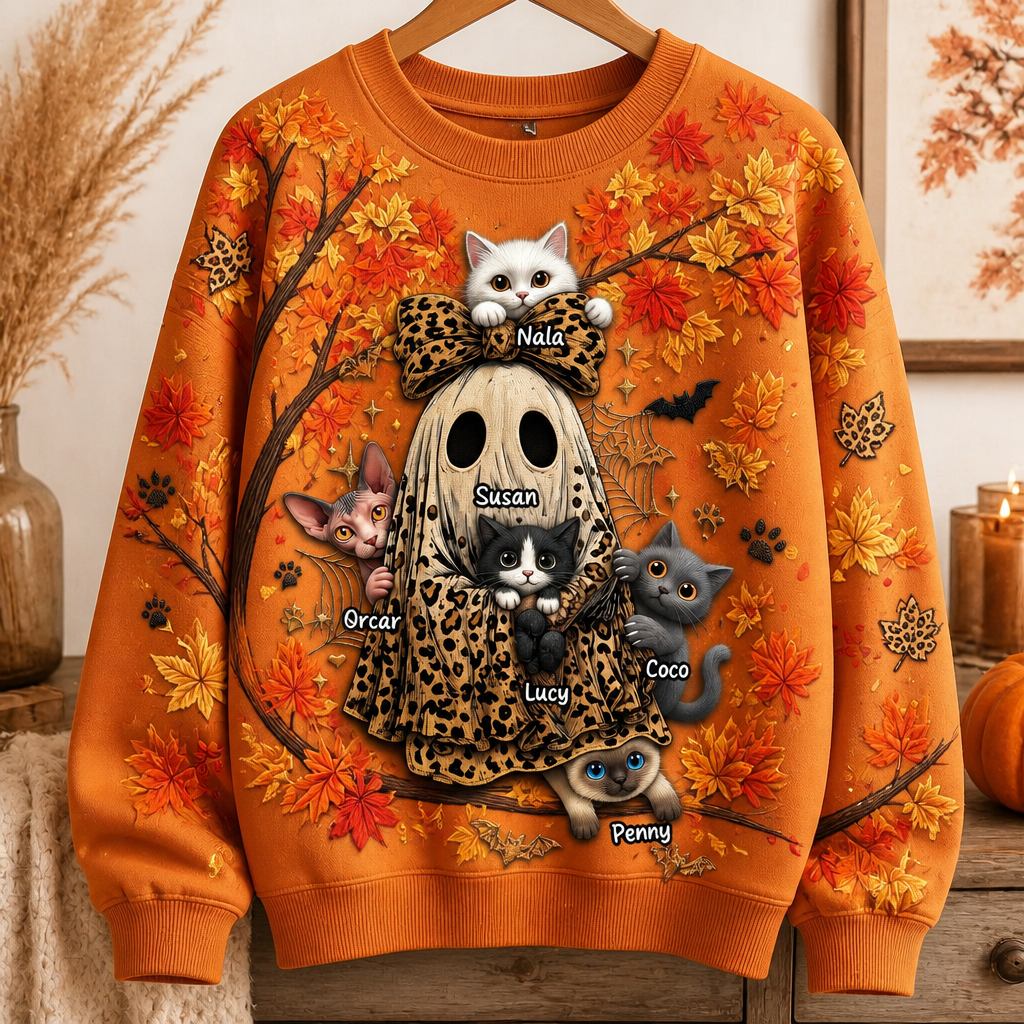 Halloween Ghost & Cats Fall Sweatshirt – Custom Pet Portraits - Personalized Sweatshirt e4b06108-21eb-40d6-99ff-2f7d82a7b1a1.png