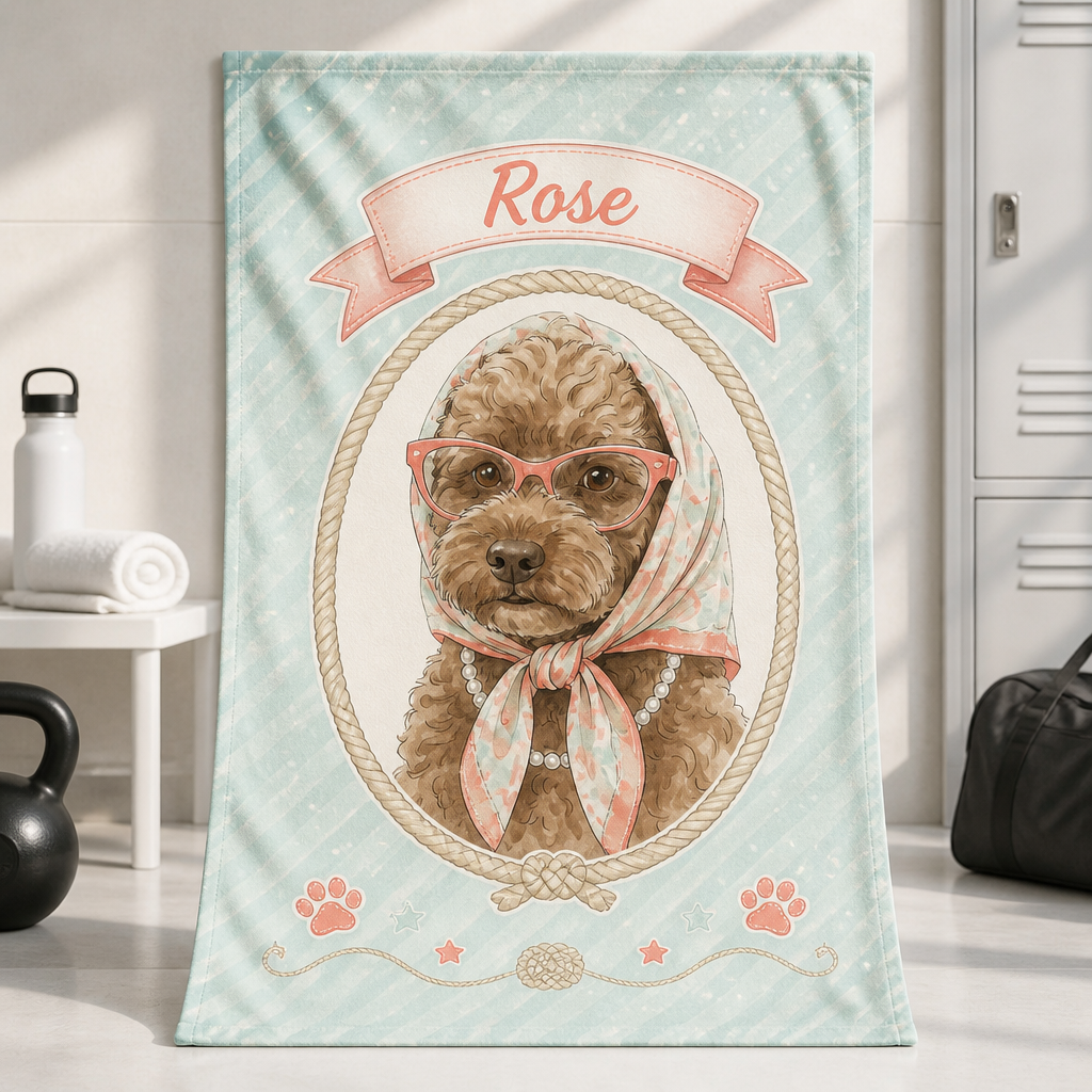Custom Pet Portrait Vintage Cameo Towel - Personalized Sport Towel e4b86e00-1594-4ac0-ae70-6fcdf7cad41a.png