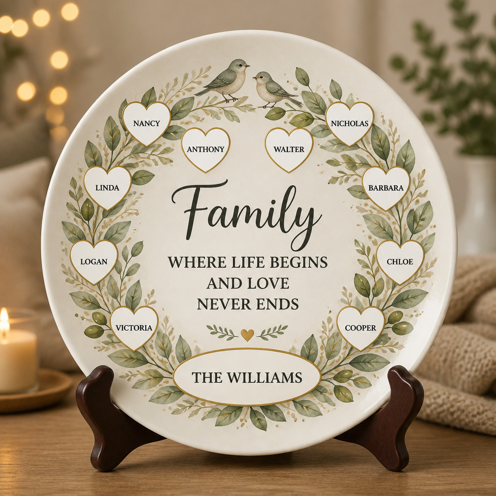 Personalized Family Tree Name Plate – Family Where Life Begins & Love Never Ends - Personalized Personalized Ceramic Plate e4bd8241-db84-40ca-9084-620b39d9d287.png