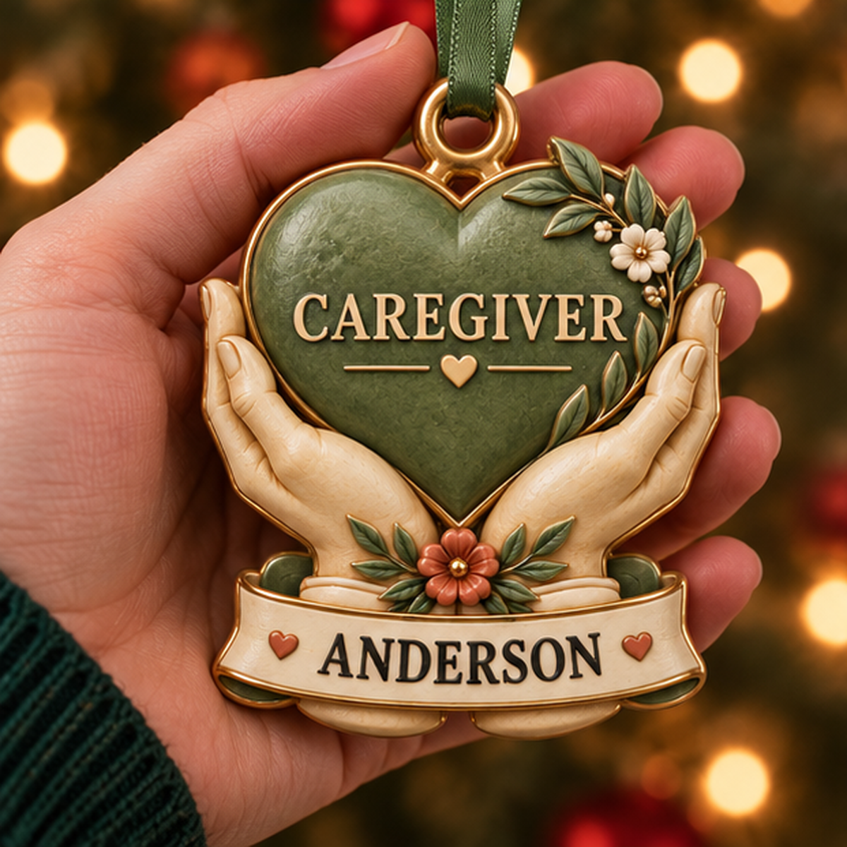 Personalized Caregiver Christmas Gift - Custom Name Caring Hands Heart 3D Ornament e4d59bbb-bfb4-429d-a272-d07ca9e785cf-caregiver_ornament_mockup_3_handheld.png