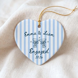 Engaged Ornament 2026 Custom Striped Engagement Ornament Ceramic Keepsake Wedding Gift for Engaged Couple Coquette Newlywed Gift Bride to Be e4d76aeb-2acc-4af3-b54b-83bea75a7c08-df-3-.webp