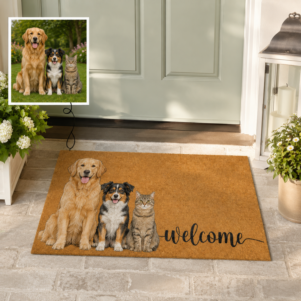 Personalized Pet Watercolor Portrait Doormat, Custom Dog Photo Welcome Mat, Cats Lover Housewarming Gift, Pets Owner Front Porch Coir Rug e4d819e3-1cc4-48f3-b2c4-05d309a7667b-829ffc2d-a677-4f3f-8f29-72227abf6e3d.png