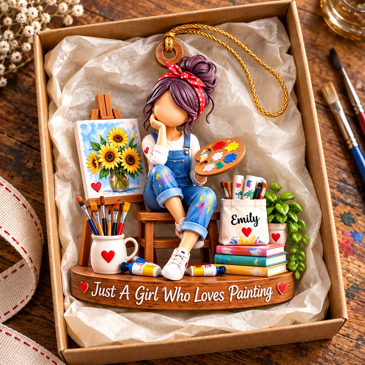 Personalized Painting Girl Ornament, Custom Artist Gift for Daughter, Painter Christmas Gift e4ec7911-c649-4165-afbb-4debd998cf3d-2.jpg