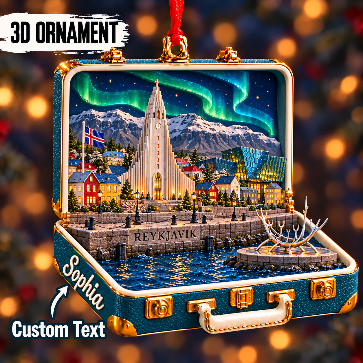 Personalized 3D Reykjavik Suitcase Christmas Ornament – Reykjavik Iceland Travel Souvenir & Gift for Iceland Lovers e4f70ee1-0a14-4669-a138-0b2ca7e032a7-Reykjavik-in-a-sculpted-suitcase.png