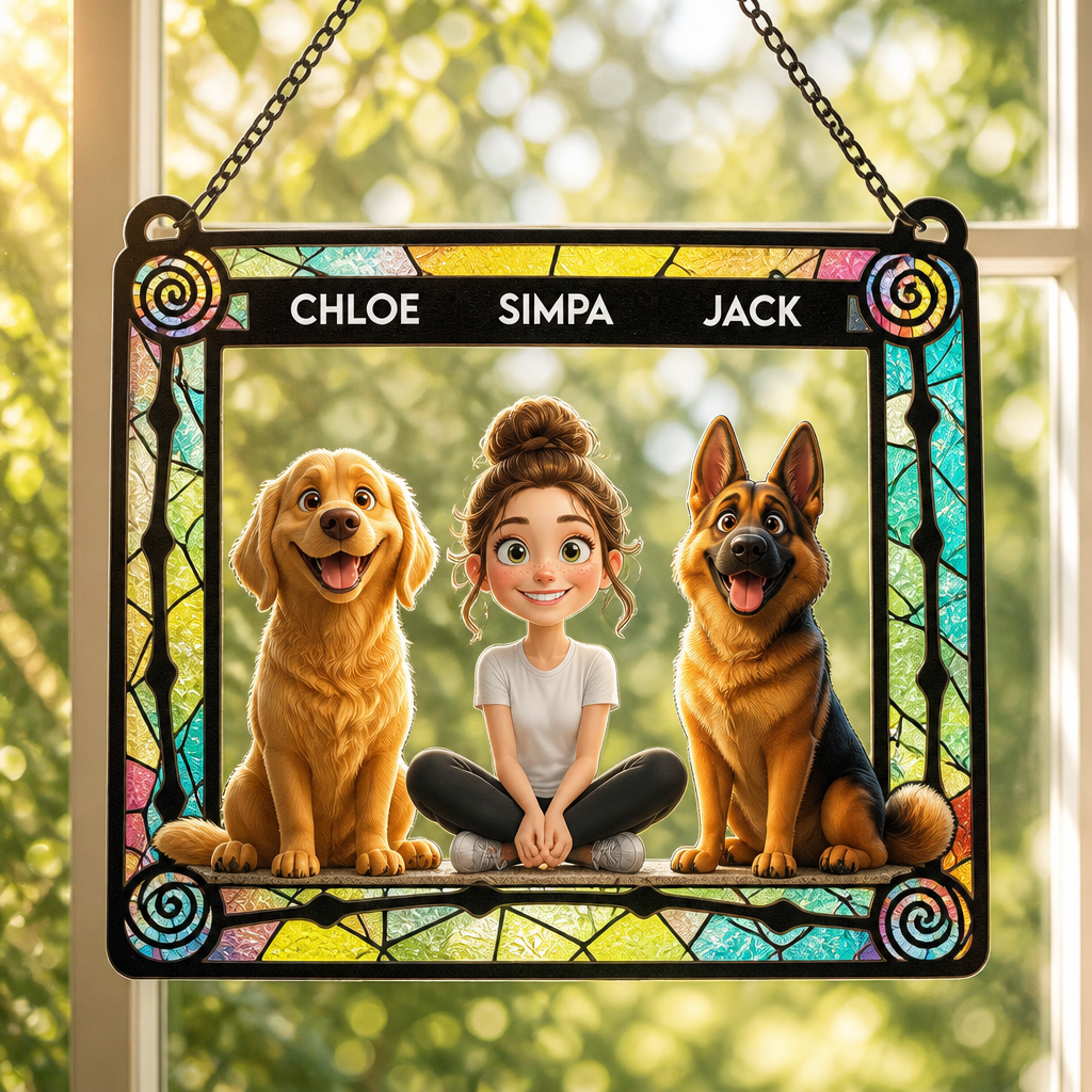 Custom Cartoon Person & Pets Stained Glass Suncatcher - Personalized Suncatcher Stained Glass e4fefec7-3bff-442b-8d23-a80cf61373eb.png
