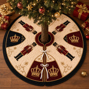 Nutcracker Christmas Tree Skirt, Quilted Holiday Tree Skirt, Royal Red Navy Gold Christmas Decor, Elegant Xmas Home Decor e550983e-b587-4b3c-acdc-7078aed1269d-3.jpg