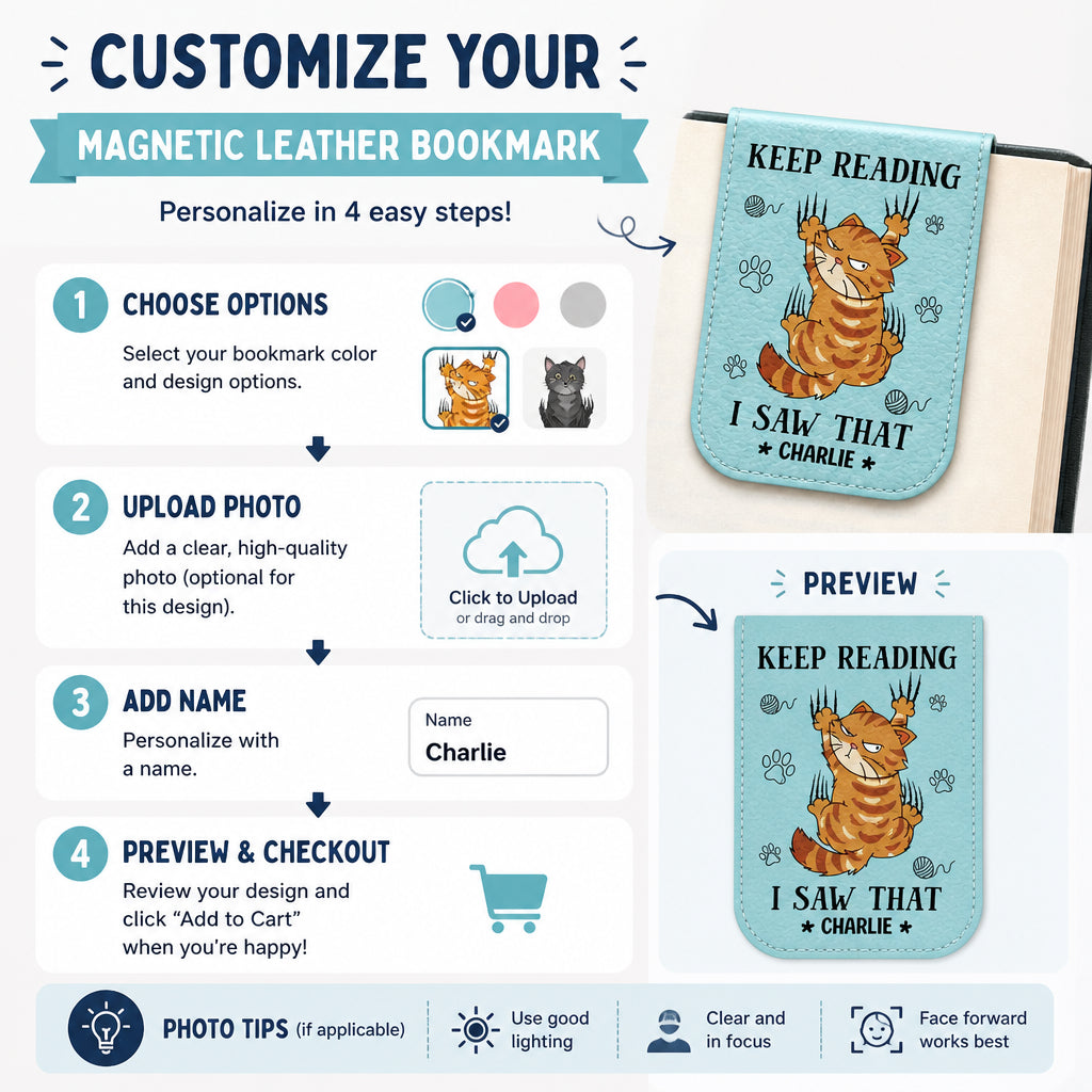 Keep Reading Cat — Personalized Magnetic Leather Bookmark - Personalized Magnetic Leather Bookmark e575bc8e-6e3e-4e25-9ad4-db4ae936ef20.jpg