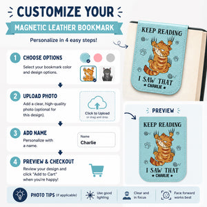 Keep Reading Cat — Personalized Magnetic Leather Bookmark - Personalized Magnetic Leather Bookmark e575bc8e-6e3e-4e25-9ad4-db4ae936ef20.jpg