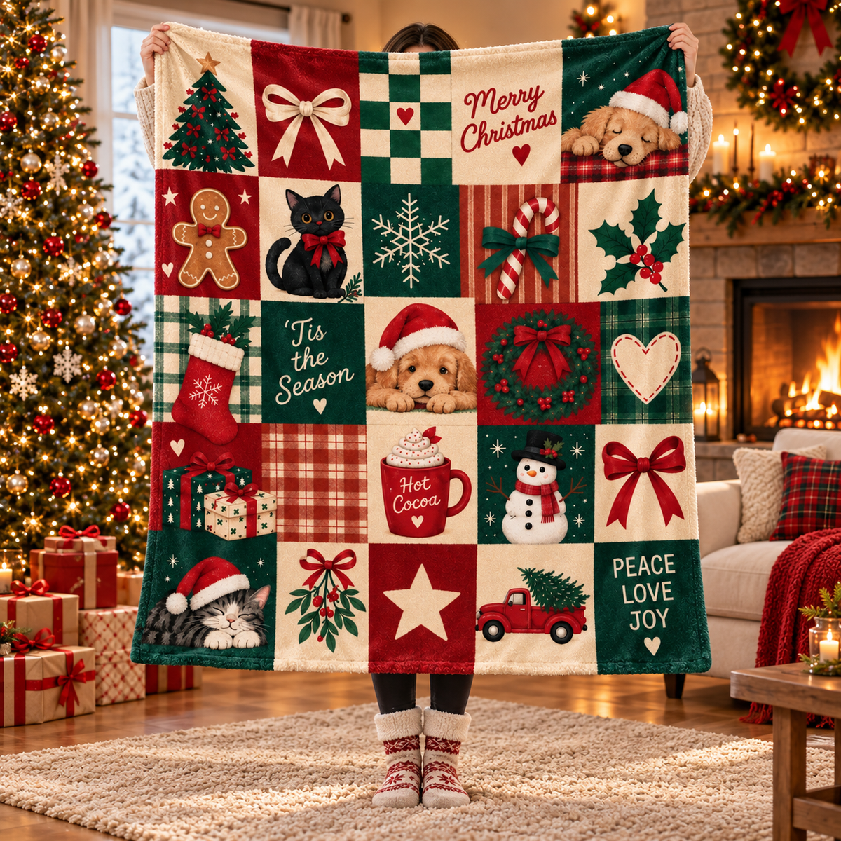 Christmas Patchwork Blanket, Black Cat Puppy Throw, Red Green Plaid Flannel Fleece, Gingerbread Snowman Decor, Cozy Holiday Gift for Women e5ad9c9c-72a7-45d9-93f5-f630e40f90f6-d9d6b795-9856-4c65-af4c-766ad6a62719.png