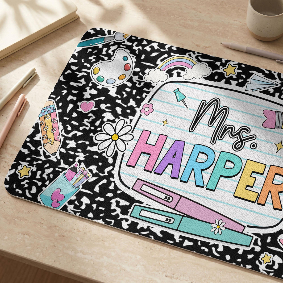 Personalized Teacher Desk Mat, Custom Teacher Composition Book With Name Mouse Pad, Teacher Gifts, Back To School,Teacher Appreciation Gift e5b28ac5-eda8-4ed8-b4c8-d6d49273097a-10.jpg