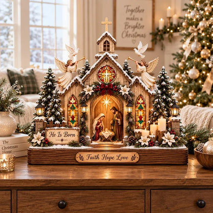 Christmas Nativity Church Wooden Block, Holy Family Manger Scene, Christian Religious Decor, Faith Hope Love Christmas Table Decor e5b6ff6b-ef23-4b10-9838-e837556bcbb9-ghhhhhhhhhhhhhh-1-.webp