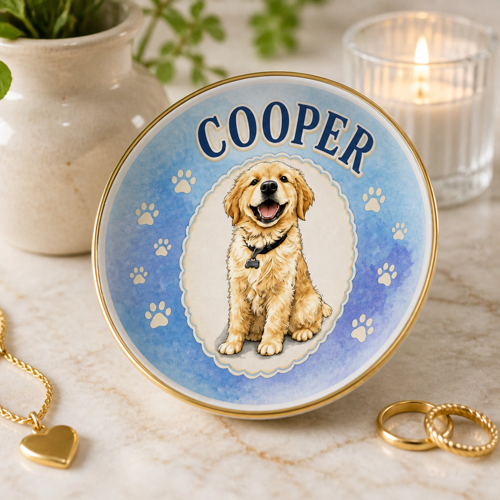 Custom Pet Portrait Jewelry Dish – Arched Name & Pawprint Pattern - Personalized Jewelry Plate e5b967fa-7877-44f4-9f41-6c1ae071627d.jpg