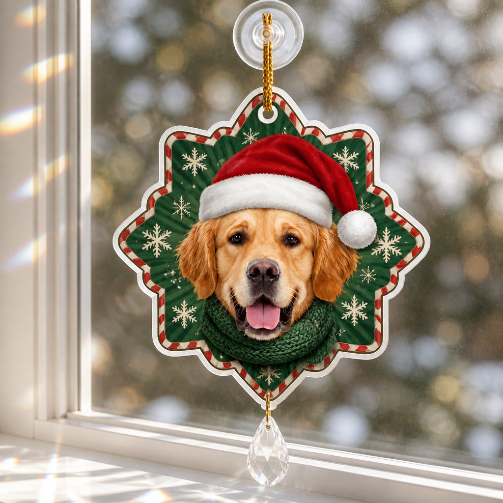 Custom Pet Photo Santa Hat Cutout Ornament - Personalized 1 Layered Suncatcher with Charm e5da7a17-586d-49c4-b8e3-00b51fd1b883.jpg