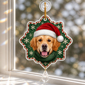 Custom Pet Photo Santa Hat Cutout Ornament - Personalized 1 Layered Suncatcher with Charm e5da7a17-586d-49c4-b8e3-00b51fd1b883.jpg