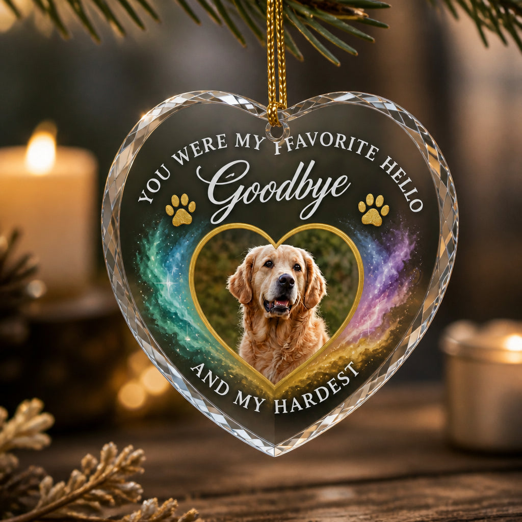 Pet Memorial Heart Photo Ornament – Favorite Hello Hardest Goodbye - Personalized Transparent Acrylic Ornament e5debc1f-e6ce-45a3-9f96-5ad6f2c71d12.jpg