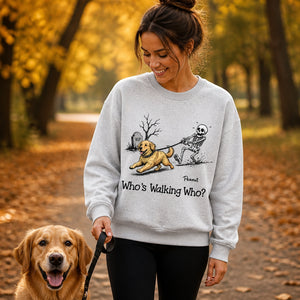 Custom Who's Walking Who? Pet Portrait Skeleton Sweatshirt - Personalized Sweatshirt e6128cb6-de9d-4fde-b601-90f3e16db7b0.jpg