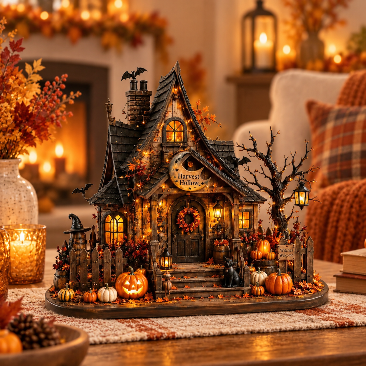 Personalized Haunted House Wooden Block, Custom Harvest Hollow Halloween Decor, Spooky Witch Cottage with Pumpkins, Fall Tabletop Gift e615d728-dd47-47f8-9df4-d1410899f53e-5fc40c76-8506-4f3f-aec1-d317f0242ba4.png