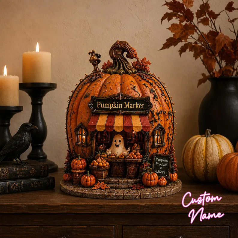 Charming Halloween Pumpkin House Decor, Printed Ghost Miniature Village, Light Up Fall Tabletop Display, Spooky Seasonal Figurine e617bc49-4fce-4f02-92ab-60b617220977-fg-11-.webp