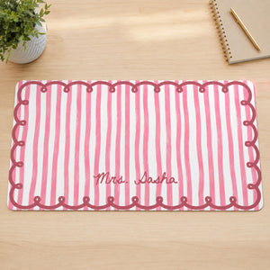 Custom Name Scalloped Stripe Desk Mat, Pastel Stripe Keyboard, Wavy Edge Preppy Workspace Decor, Gift for Teacher, Back to School Gift e6302417-43fd-4c78-ac4d-22c38491619b-6.jpg