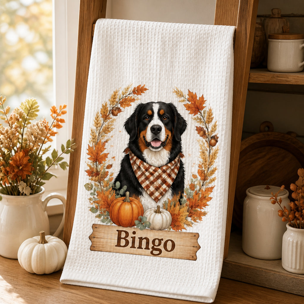 Autumn Pet Portrait Kitchen Towel – Name + Photo - Personalized Kitchen Towel e6469236-1d09-46a0-ad6a-77b0ed96bf2e.jpg