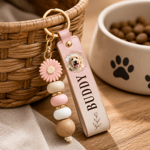 Pet Photo & Name Leather Keychain with Daisy Bead - Personalized PU Leather Keychain Daisy Bead Pendant e6523998-8d0b-484c-a3b3-a7426debcadb.jpg
